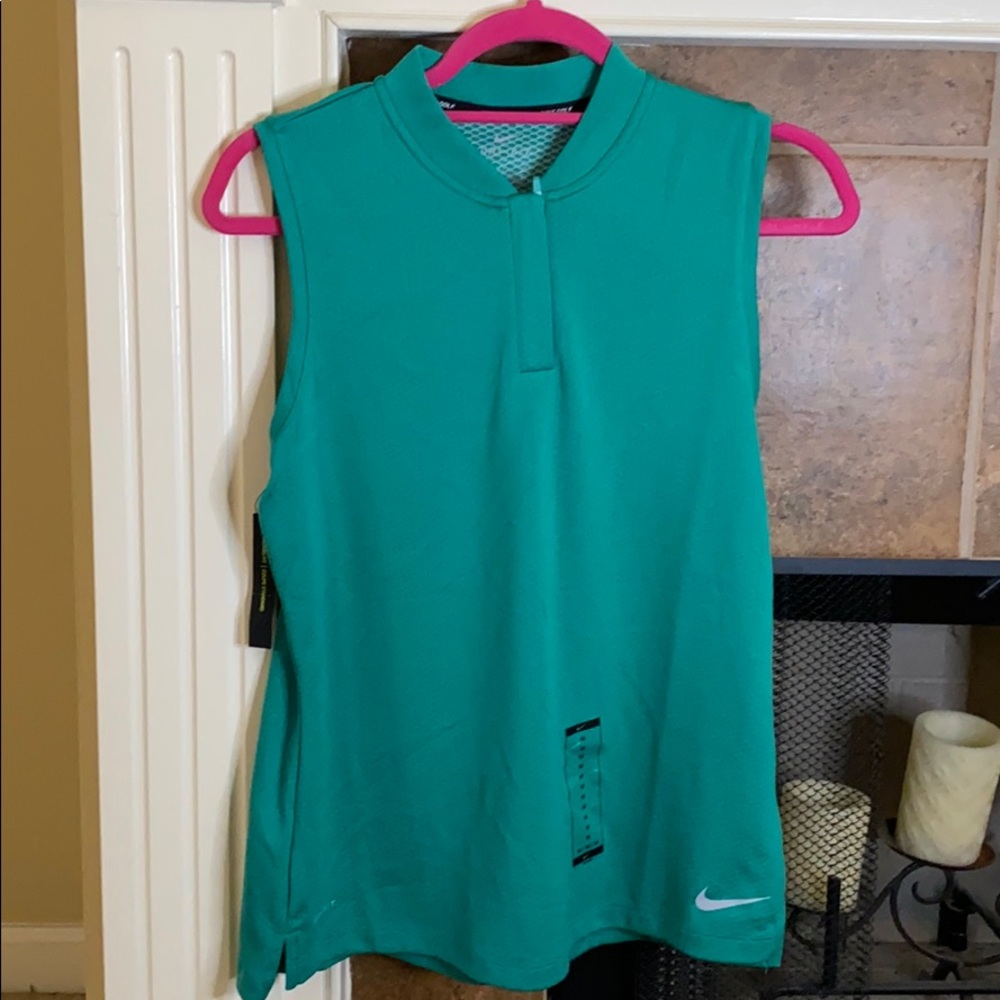 Green  sleeveless shirt with zipper